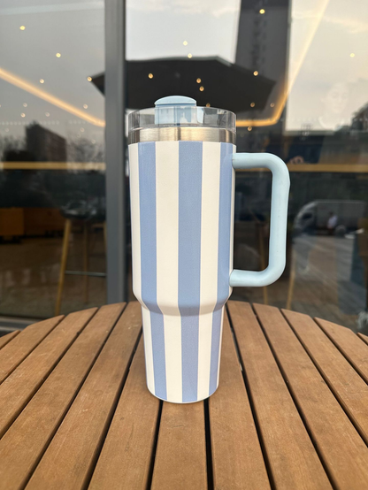 Newest 40oz Stripe Style Quencher Tumblers with Handle for Laser Engraving Gentle Colors Mugs 20Pack China Warehouse