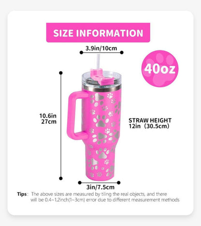 H1.0 40oz Paw Print Stainless Steel Travel Mugs with Handle 20Pack China Warehouse