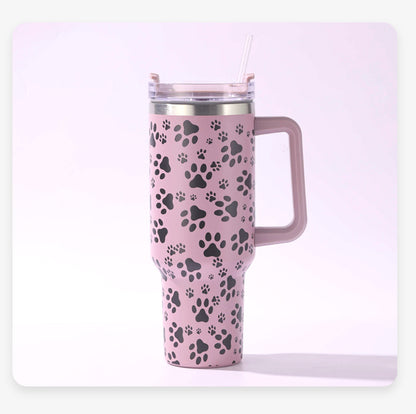 H1.0 40oz Paw Print Stainless Steel Travel Mugs with Handle 20Pack China Warehouse