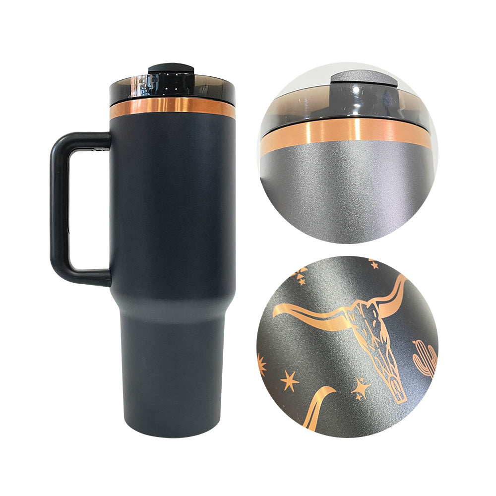 25Pack USA Warehouse H2.0 40oz Copper Underneath Quencher Tumblers with Handle for Laser Engraving