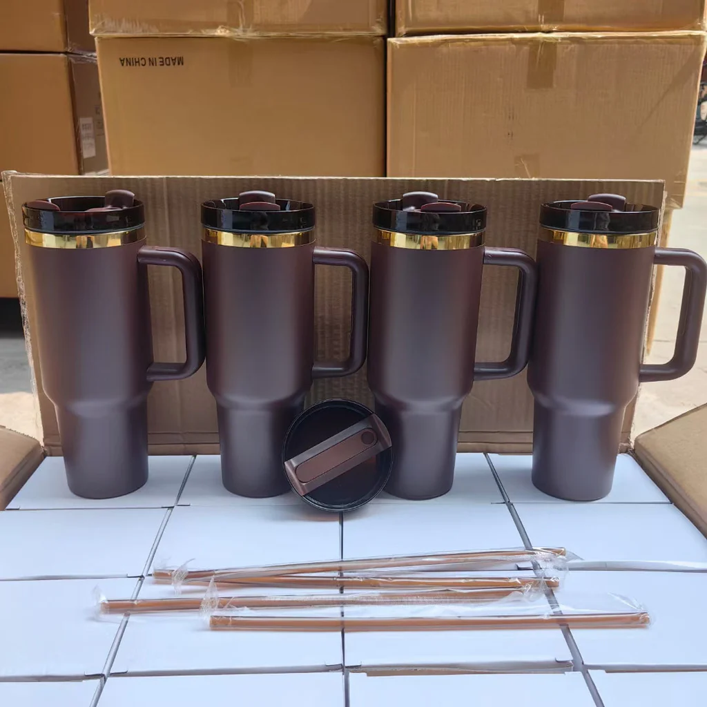 40oz Gold Plated 🤎Chocolate&Green Color Quencher Tumblers for Laser Engraving 20 Pack USA Warehouse