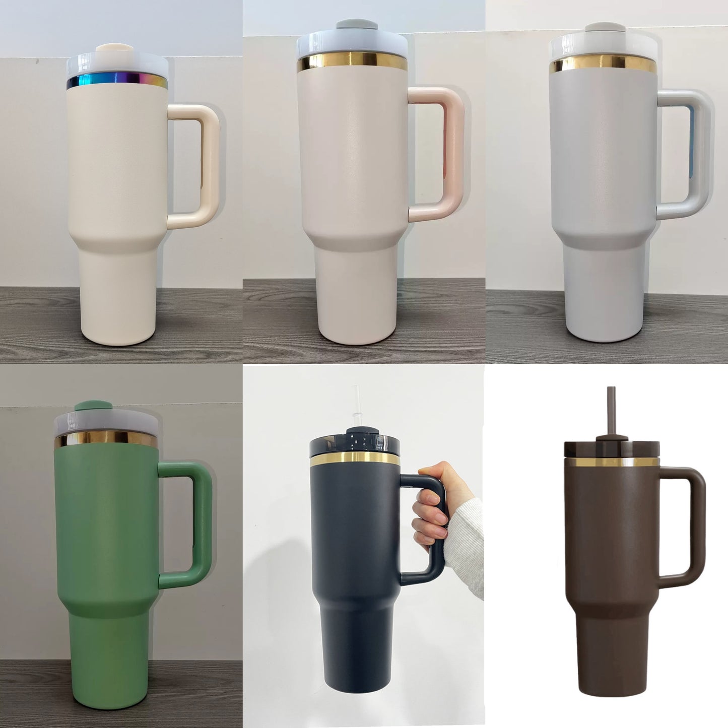 H2.0 40oz 💛Matt Gold Underneath Powder Coated Tumblers for Laser Engraved 20Pack China Warehouse