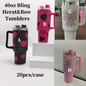 Best Gifts Valentine's Day 40oz Rhinestone Heart&Bow Printed Bling Tumblers 20Pack China Warehouse
