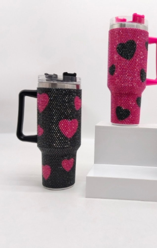 Best Gifts Valentine's Day 40oz Rhinestone Heart&Bow Printed Bling Tumblers 20Pack China Warehouse