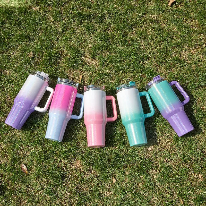 H1.0 40oz Shimmer Glitter White Sublimation Tumblers with Handle 25Pack China Warehouse