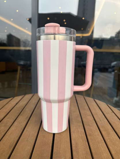 Newest 40oz Stripe Style Quencher Tumblers with Handle for Laser Engraving Gentle Colors Mugs 20Pack China Warehouse