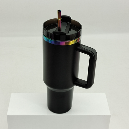 40oz 🌈Rainbow Plated Tumblers Powder Coated Quencher Tumbler with Meatl Straw for Laser Engraving 20Pack China