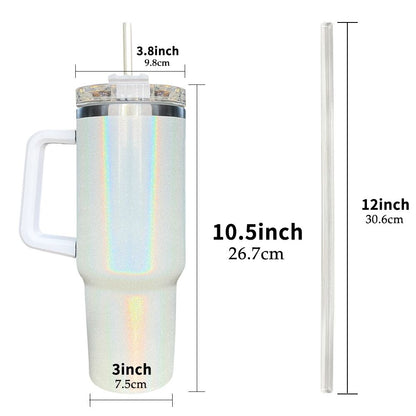 H1.0 40oz Shimmer Glitter White Sublimation Tumblers with Handle 25Pack China Warehouse