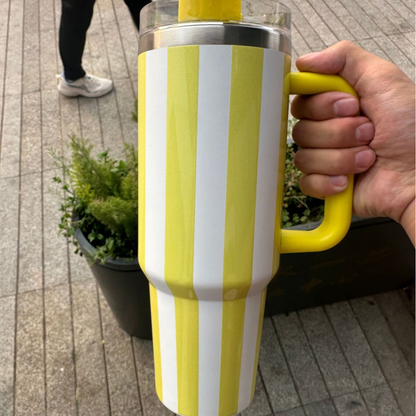 Newest 40oz Stripe Style Quencher Tumblers with Handle for Laser Engraving Gentle Colors Mugs 20Pack China Warehouse