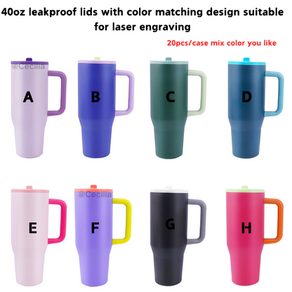 20 Pack China Warehouse 40oz Color Matching Design Power Coated Tumblers With Leak Proof Lids Contrast Color Design Water Bottles for Laser Engraving