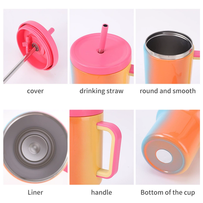 40oz Mekoy Style Ombre Shimmer Color Tumblers with Handle for Laser Engraving 20Pack China Warehouse