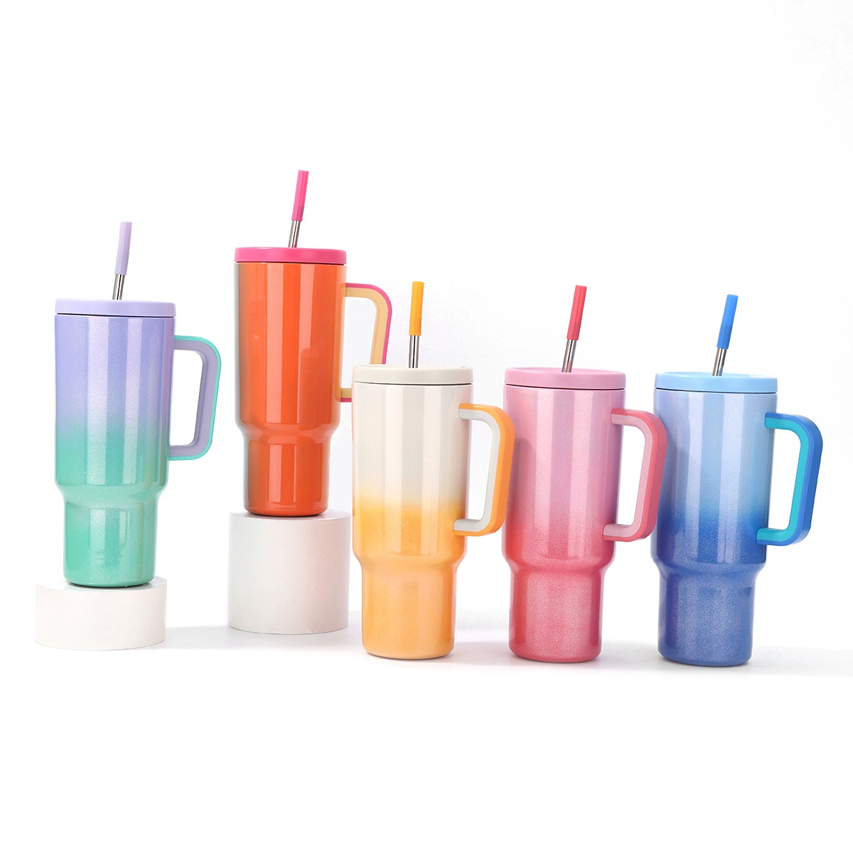 40oz Mekoy Style Ombre Shimmer Color Tumblers with Handle for Laser Engraving 20Pack China Warehouse
