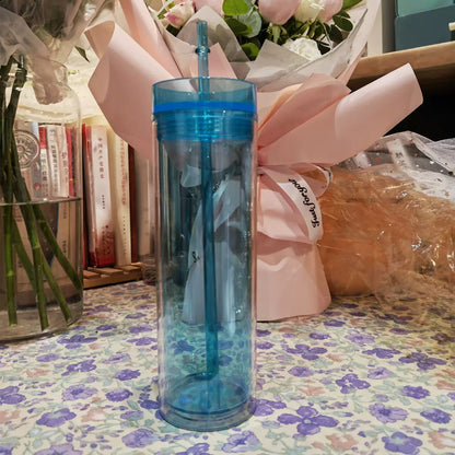 16oz Pre Drilled Hole Snow Globe Skinny Plastic Cups for UV DTF Wraps 25Pack 50Pack China Warehouse