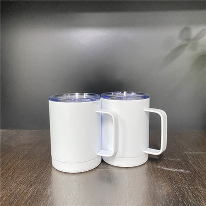 50 Pack 12oz White Blank Sublimation Stainless Steel Tumblers with Handle Water Coffee Mugs with Base for Heat Press Machine