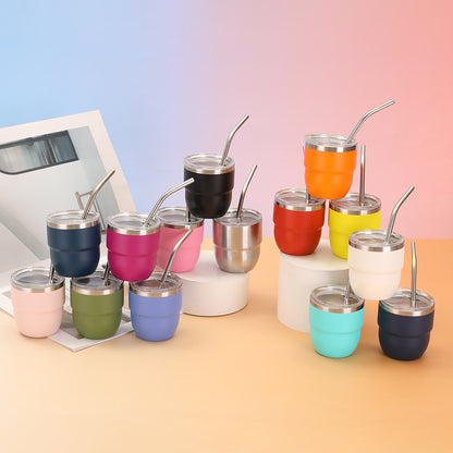 50Pack China Warehouse 4oz Yeti Style Doule Wall Stainless Steel Mini Shot Tumblers with Metal Straw for Laser Engraving