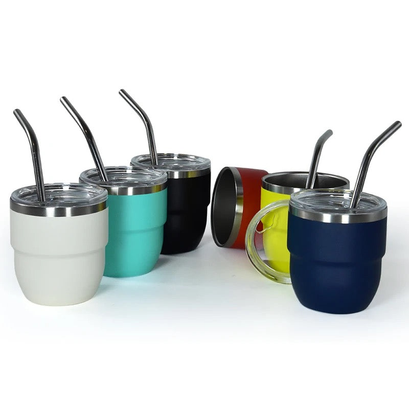 50Pack China Warehouse 4oz Yeti Style Doule Wall Stainless Steel Mini Shot Tumblers with Metal Straw for Laser Engraving
