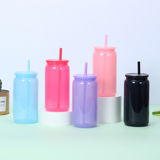 16oz Macaron Color Acrylic Plastic Can for UV DTF Wraps and Vinyl 50 Pack China Warehouse