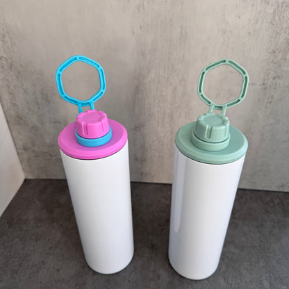20oz Blank Sublimation Skinny Water Bottles With Colorful Handle Lids 14 Colors Mix 25 Pack China Warehouse