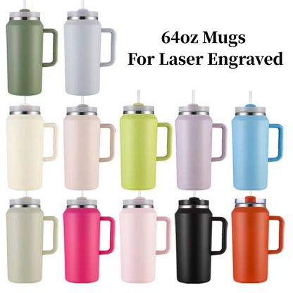 Outdoor 64oz Powder Coated Tumblers With Handle for Laser Engraved 12Pack China Warehouse