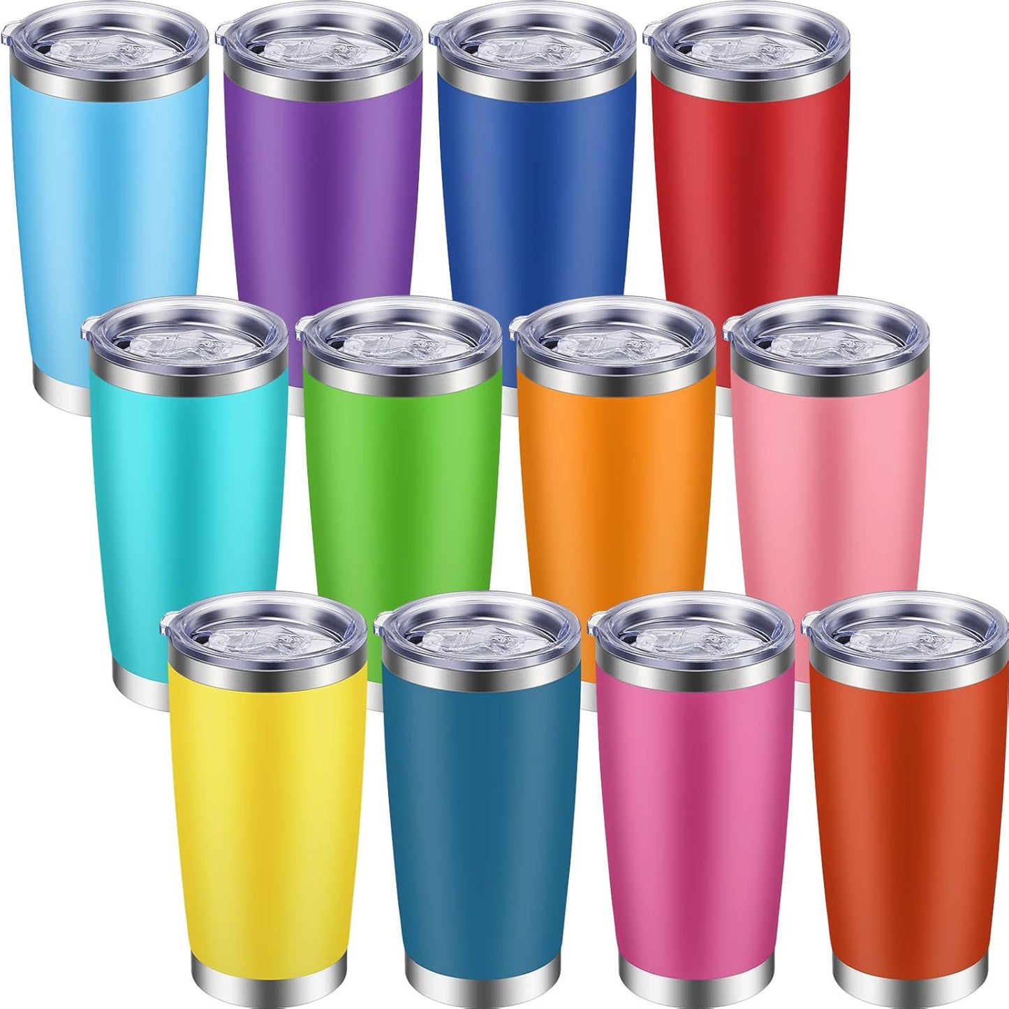 25Pack 50Pack 20oz Power Coated Car Tumblers for Laser Engraving Double Wall Stainless Steel Cups with Leak Proof Sliding Lids