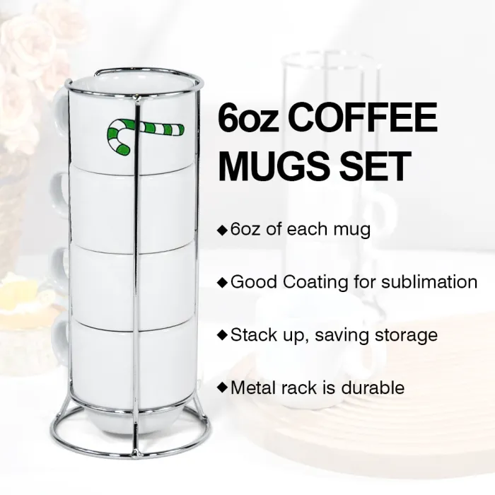 6oz Sublimation White Color Ceramic Coffee Mugs 12 Sets 48 Pack USA Warehouse