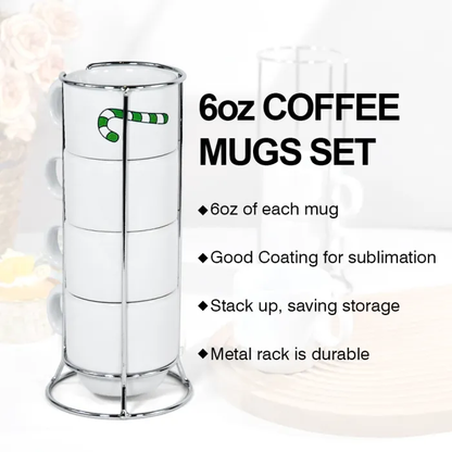 6oz Sublimation White Color Ceramic Coffee Mugs 12 Sets 48 Pack USA Warehouse
