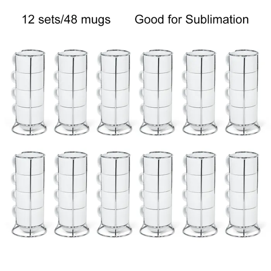 6oz Sublimation White Color Ceramic Coffee Mugs 12 Sets 48 Pack USA Warehouse
