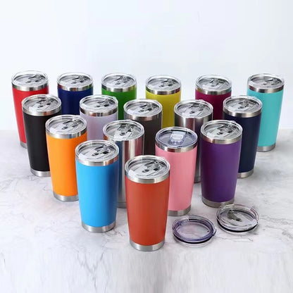 25Pack 50Pack 20oz Power Coated Car Tumblers for Laser Engraving Double Wall Stainless Steel Cups with Leak Proof Sliding Lids