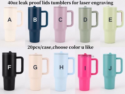 20Pack China Warehouse 40oz Double Wall Stainless Steel Tumblers with Leak Proof Lids for Laser Engraving(10 colors)