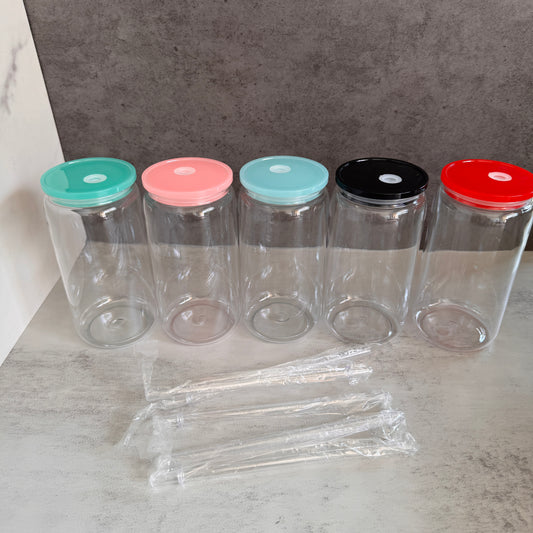 BPA Free 16oz Clear Plastic Can with Colorful Lids for UV DTF Wraps&Vinyl 50 Pack China Warehouse