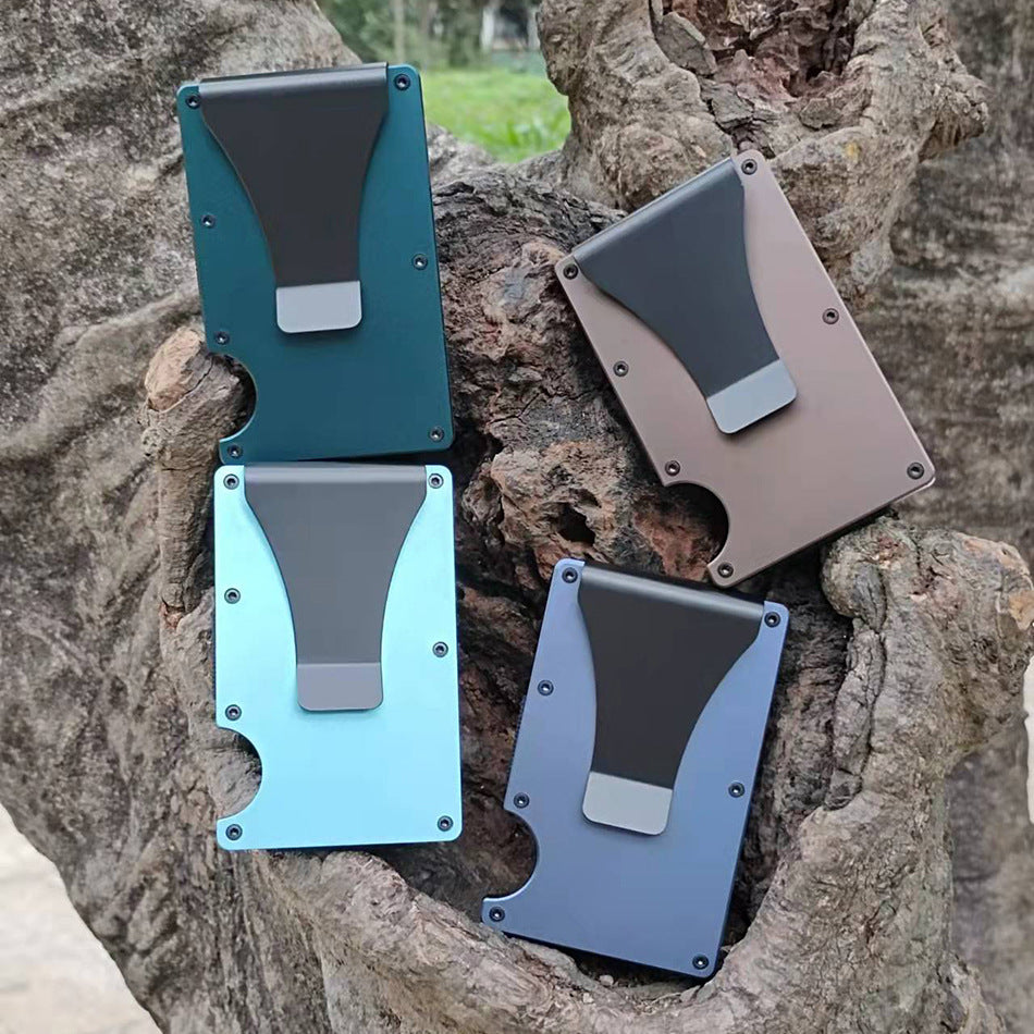 Minimalist Wallet for Men Slim Aluminum  RFID Metal Pocket Wallet with Money Clip Card Holder