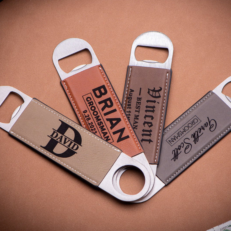 Leatherette Bottle Opener Blank Engravable Bottle Opener Metal Leather Monogram Bottle Opener Groomsmen Gifts 50pack