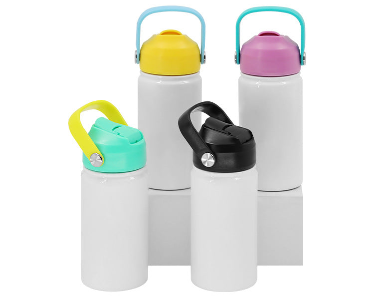 15oz Kids Blank Sublimation Water Bottles with Flip Straw Colorful Lids and Handle 25Pack China Warehouse