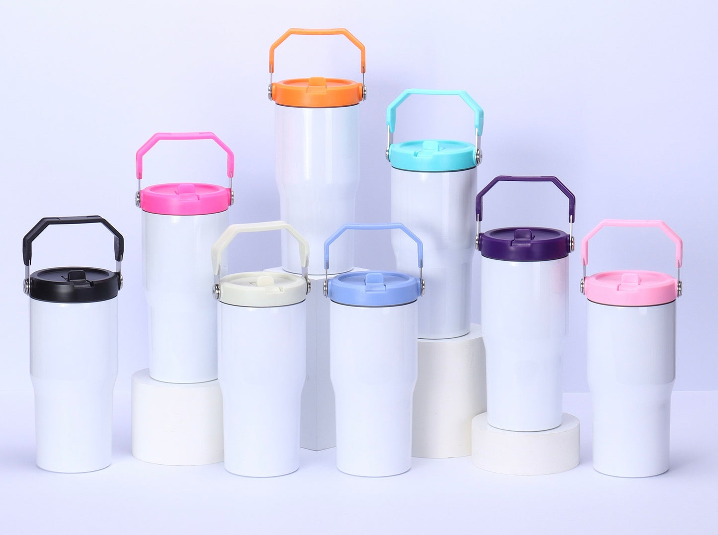 20oz Seamless Flip Straw Sublimation Water Bottles with Colorful Lids 25Pack China Warehouse