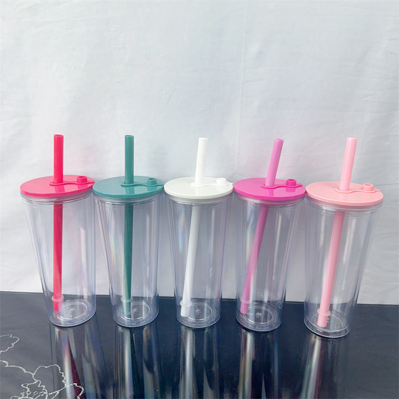 24oz Pre Drilled Hole Snow Globe Plastic Cups With Thick Straw for Vinyl 20 Pack China Warehouse