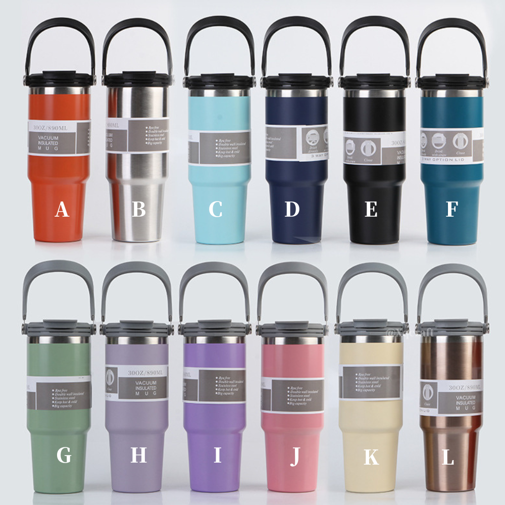 30oz Powder Coated Flip Straw Water Bottles for Laser Engraved with Three Style Lids 25 Pack China Warehouse