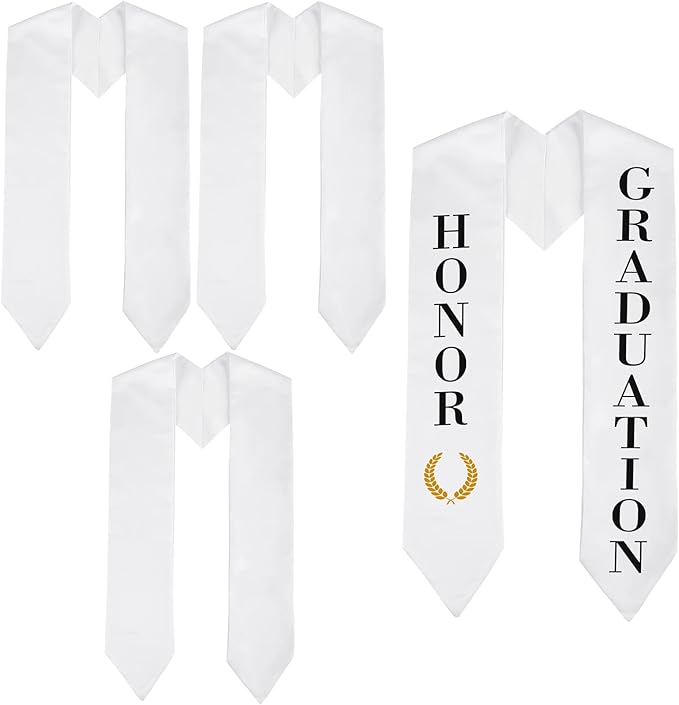 Sublimation Blank Graduation Stole Sash Plain Honor Class Graduation Sash White Stole for Unisex Adults Kids 50Pack China Warehouse
