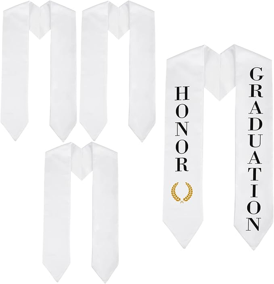 Sublimation Blank Graduation Stole Sash Plain Honor Class Graduation Sash White Stole for Unisex Adults Kids 50Pack China Warehouse