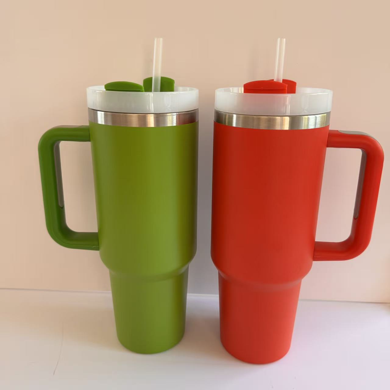🎄♥️💚Christmas H2.0 40oz Red&Green Color Sliver Plated Powder Coated Tumblers for Laser Engrvaed 20 Pack China Warehouse