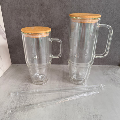 32oz 40oz Snow Globe Glass Can with Handle for Sublimation Pre Drilled Hole and with Plug 12Pack China Warehouse