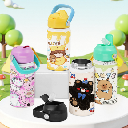 15oz Kids Blank Sublimation Water Bottles with Flip Straw Colorful Lids and Handle 25Pack China Warehouse