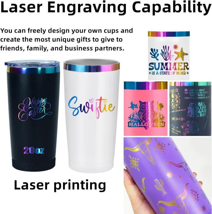 20oz 🌈Rainbow Underneath Skinny&Car Tumblers for Laser Engraving 8 Colors Mix 25 Pack USA Warehouse