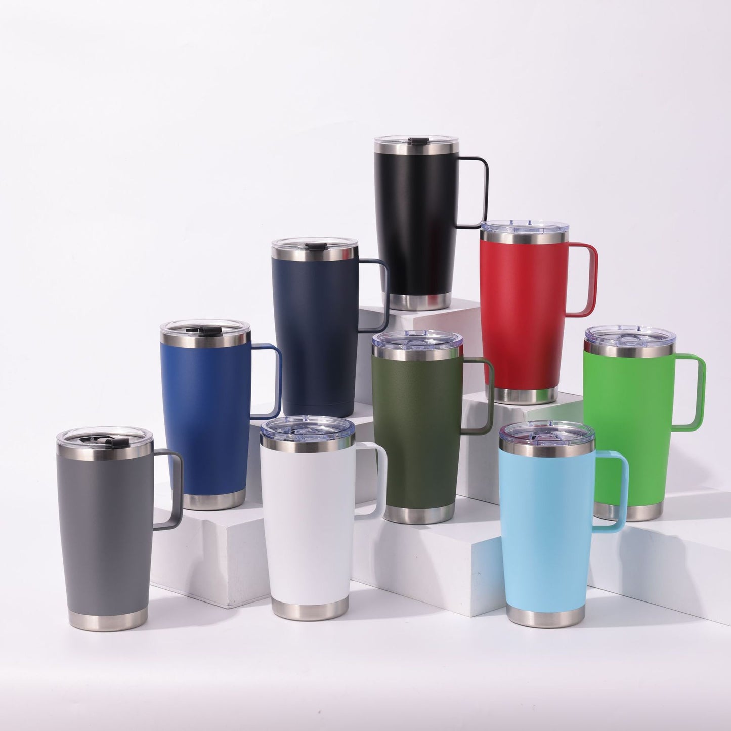 20oz 30oz Powder Coated Stainless Steel Mugs with Handle for Laser Engraving 25 Pack China Warehouse