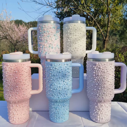 H2.0 40oz Bling Peral Tumblers Luxury Outdoor Travel Mugs for Women 20Pack China Warehouse