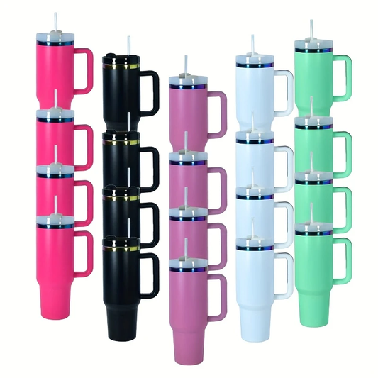🌈H2.0 40oz Rainbow Plated Powder Coated Tumblers for Laser Engraving 20 Pack USA Warehouse