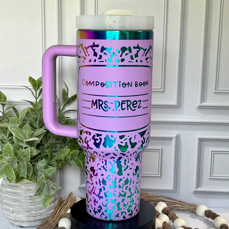 40oz 🌈Rainbow Plated Tumblers Powder Coated Quencher Tumbler with Meatl Straw for Laser Engraving 20Pack China