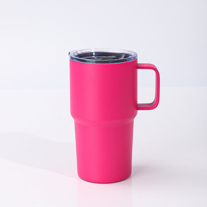 20oz Powder Coated Car Tumblers with Handle and Black Magnetic Lids Suitable for Laser Engraving 25pcs China Warehouse