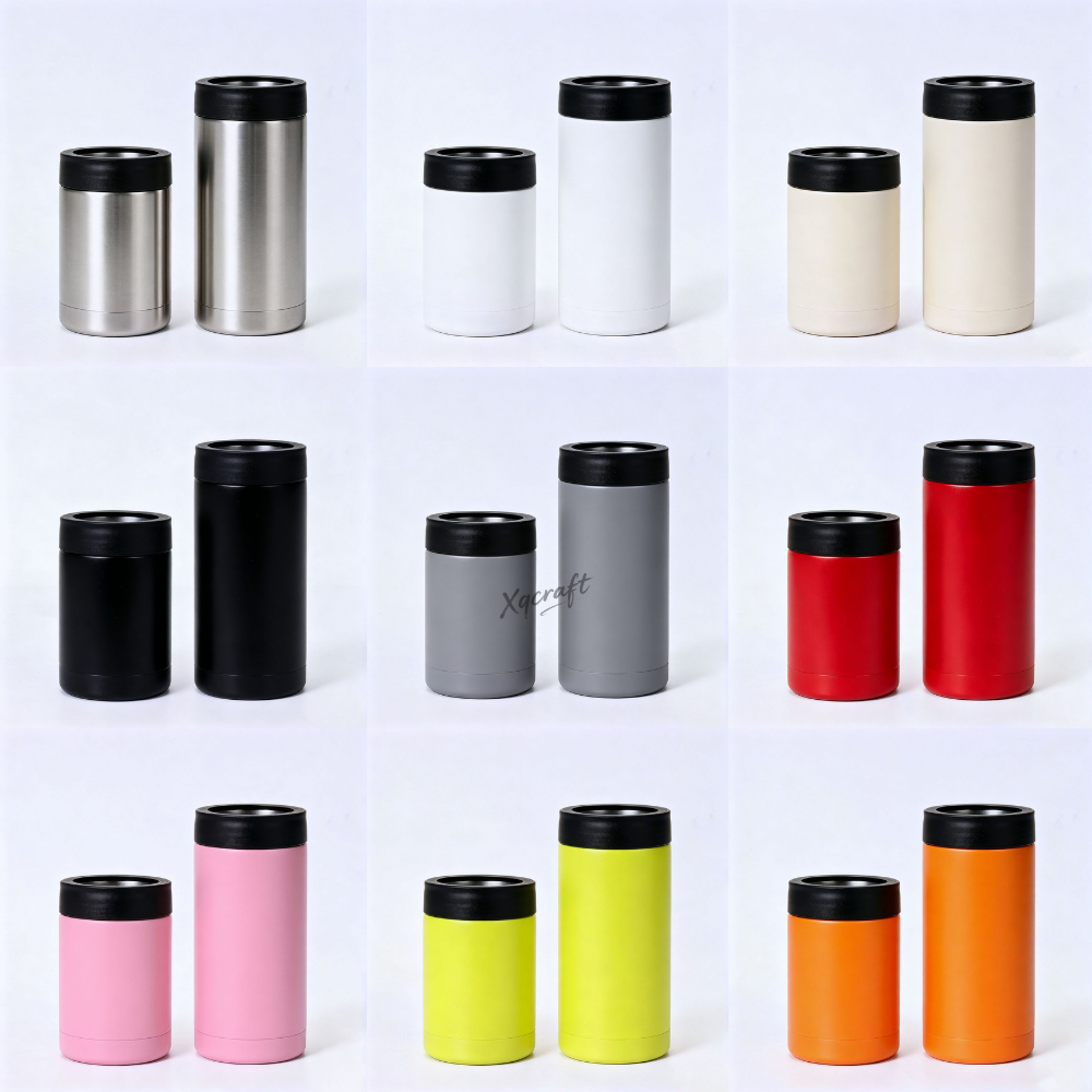12oz 16oz Laser Engraved 4-1 Can Coolers Double Wall Stainless Steel Skinny Tumblers 25Pack China Warehouse