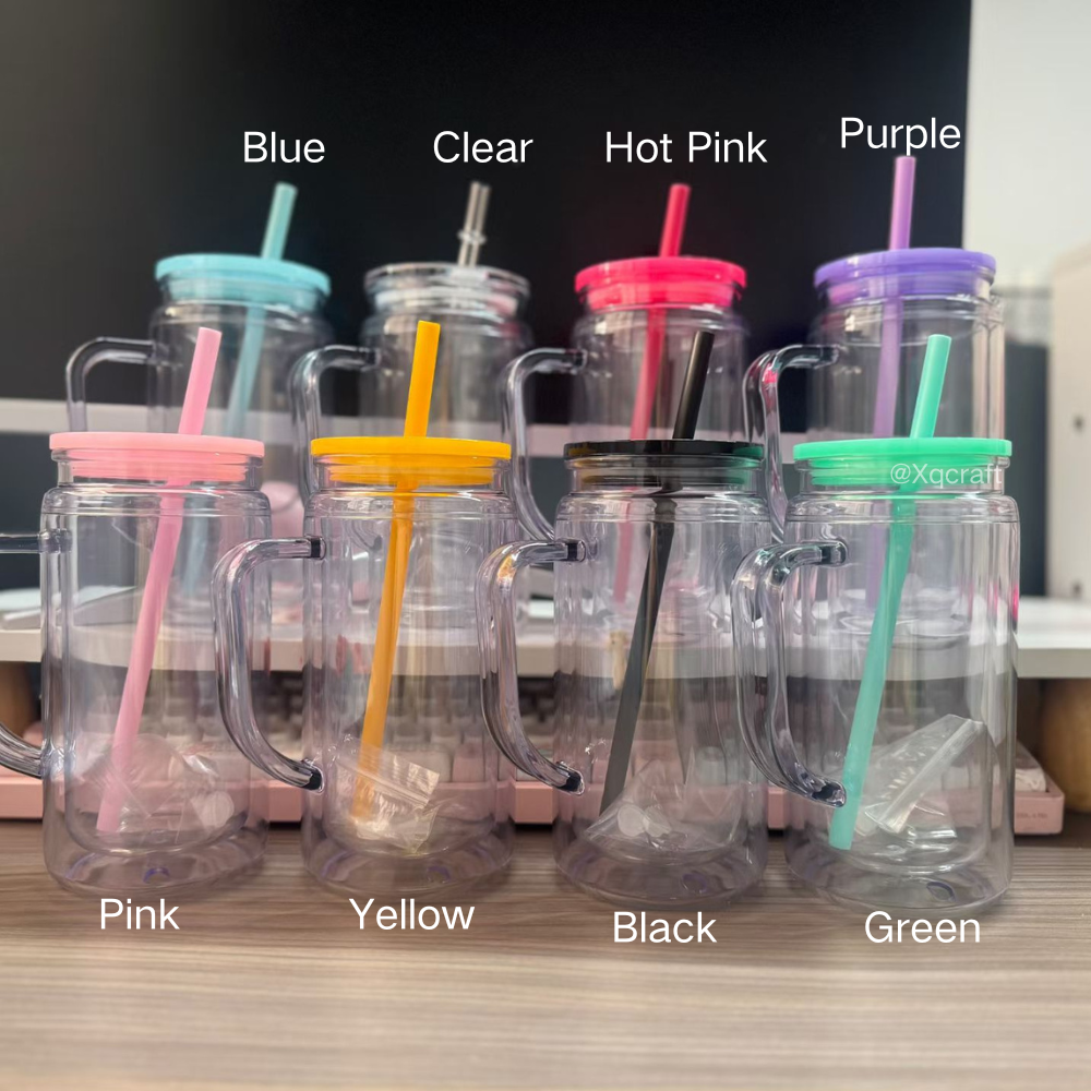 16oz 20oz Snow Globe Plastic Can with Handle Pre Drilled Hole and With Plug 25 Pack China Warehouse