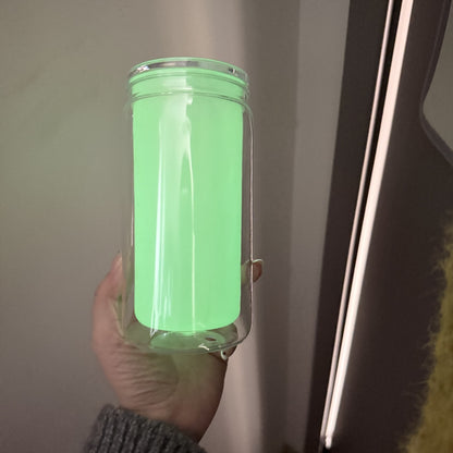 New 16oz Glow In The Dark Snow Globe Plastic Can for Halloween 💙💚 25 Pack China Warehouse